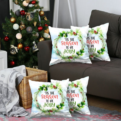 Christmas Quotes Square Printed Throw Pillow Covers (Set Of 4) -  Mike&Co. New York, SET4-712-3279