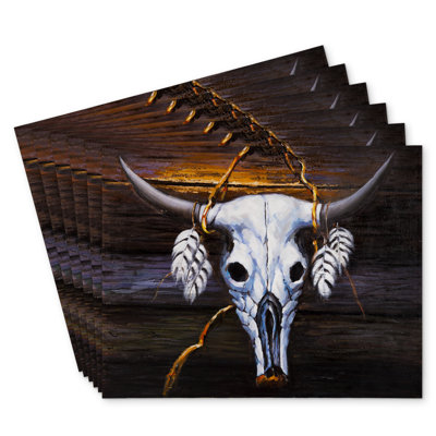 Hanged Bull Skull Polyester Kibbe Set of 6 | Home Decor