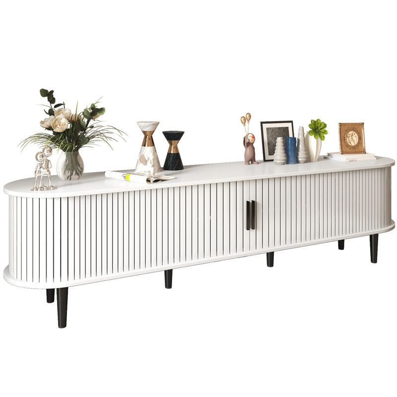 70" Mid-Century Modern TV Stand with Tambour Doors
