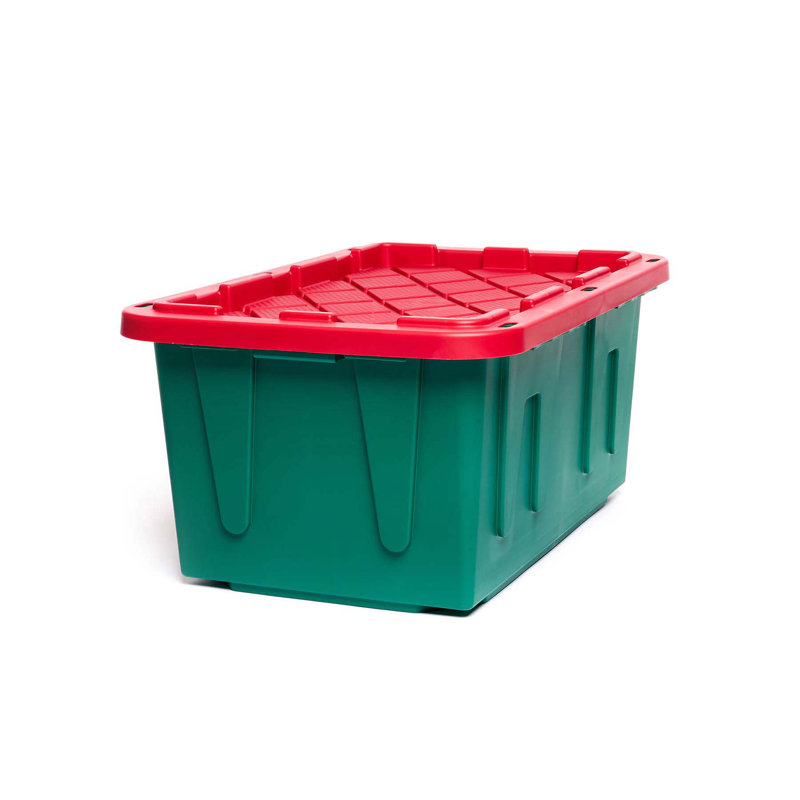 Heavy Duty Black and Yellow Stackable Storage Tote with Lid, 27 Gallon