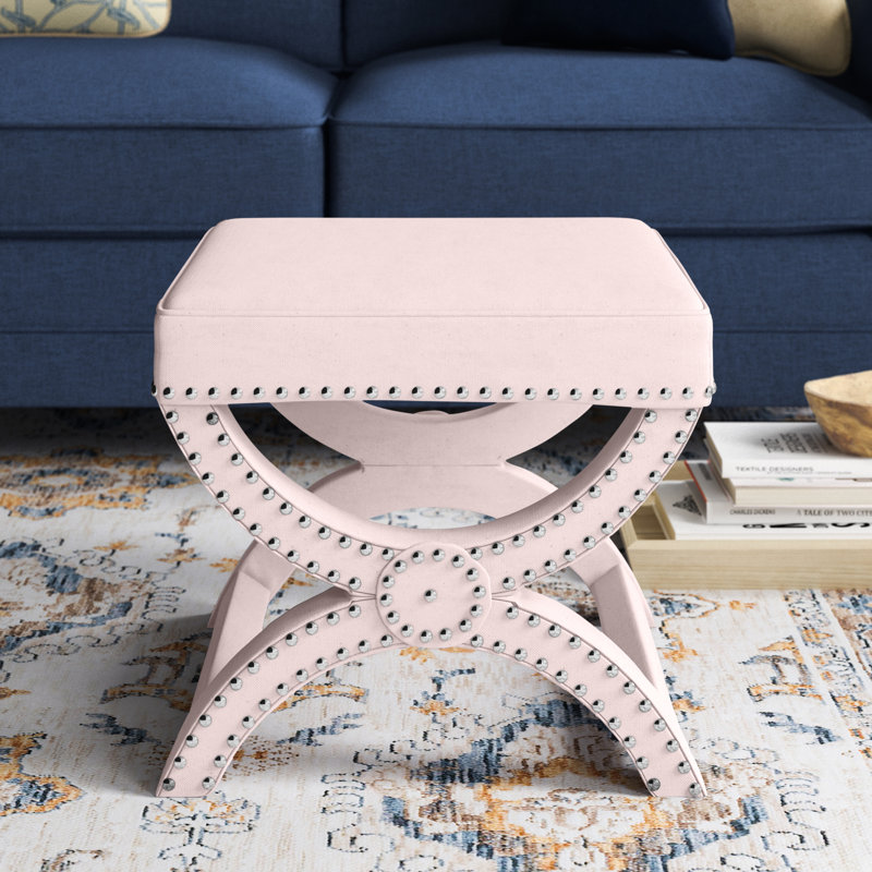 Repose-pieds standard carré de 21,3 po Miamisburg, Lin rosé rosé