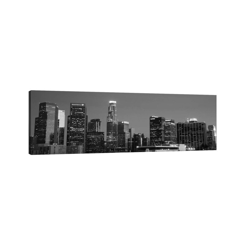 Los Angeles Panoramic Skyline Cityscape by Unknown Artist - Wrapped Canvas Panoramic Print