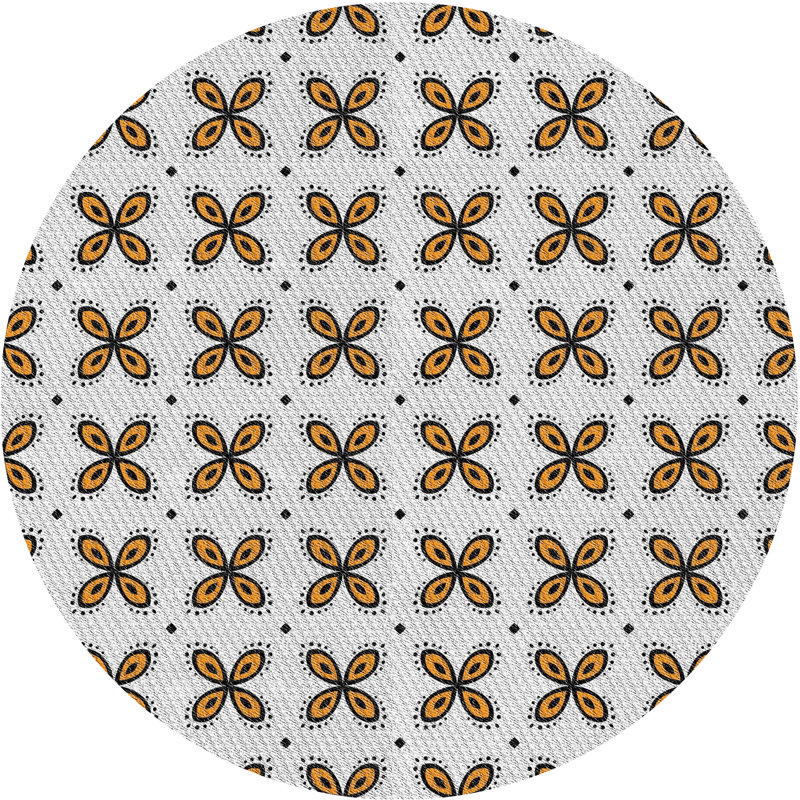 Tapis brun/gris à motifs Faynett, Rond 3 pi