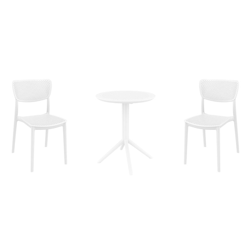 Ensemble bistro en plastique avec table pliable 23,6 po Farrah, Blanc