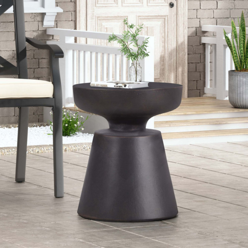 Table d'appoint d'extérieur en béton léger, Noir