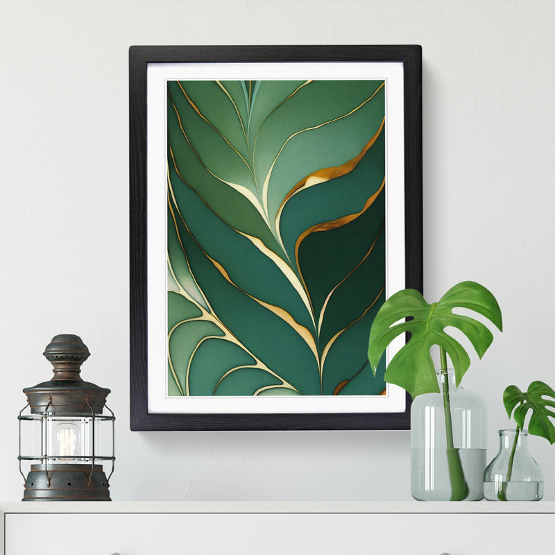 FRM-V0523-1861X Plant Leaf Art Vol.2 - Picture Frame Print, Oak, 64cm H x 46cm W x 2cm D