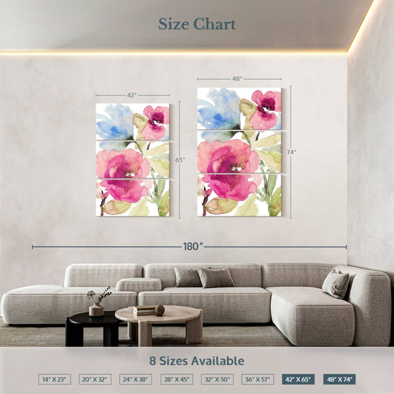Avery Peaceful Florals I, 65" H x 42" W