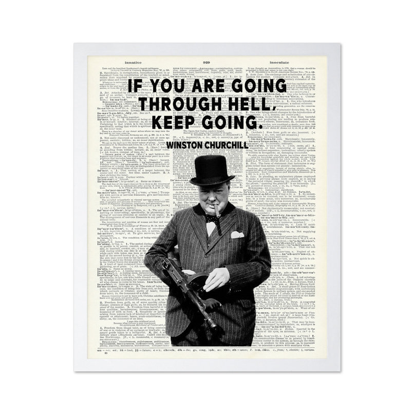 Winston Churchill - continuez, Poster, White Framed, 16"H x 20"W