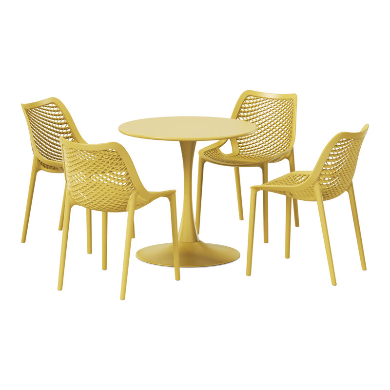Ensemble repas extérieur pour 4 personnes, H 29 po x l 31,5 po x P 31,5 po, Jaune, 4