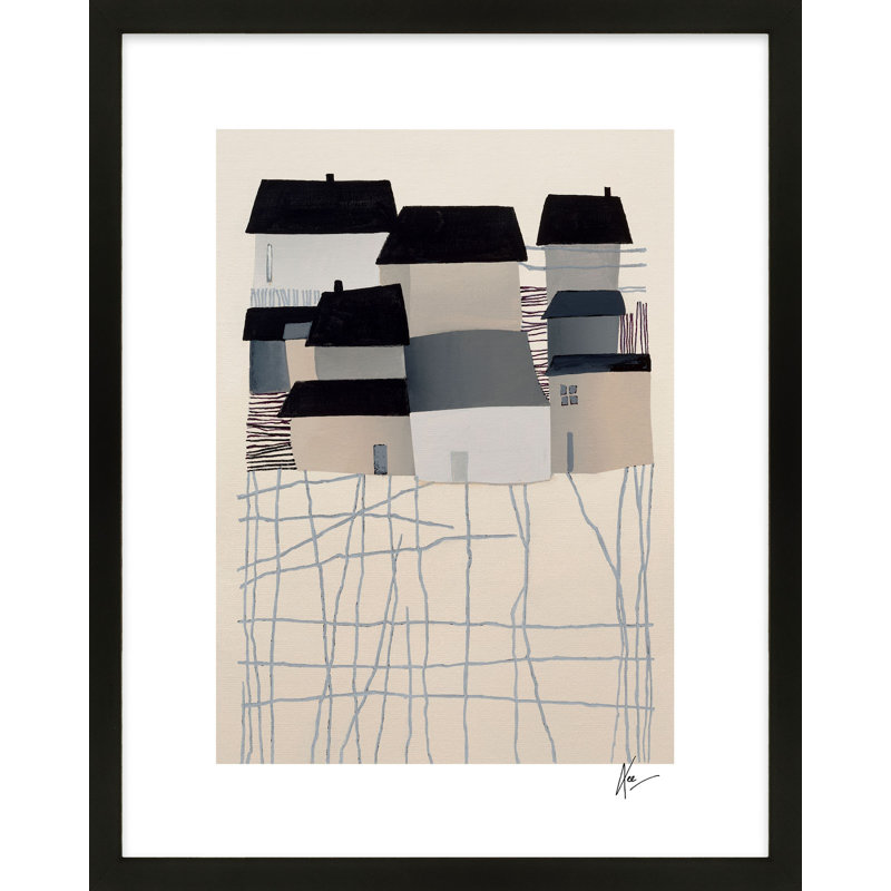 Village Print by Lee Lessem, Black, 20" H x 16" W x 1.25" D