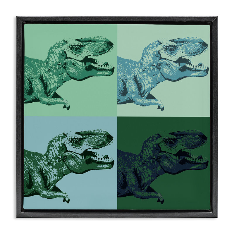 Vieux dinosaure T-Rex, Cadre flottant noir de jais, H 25 po x l 25 po