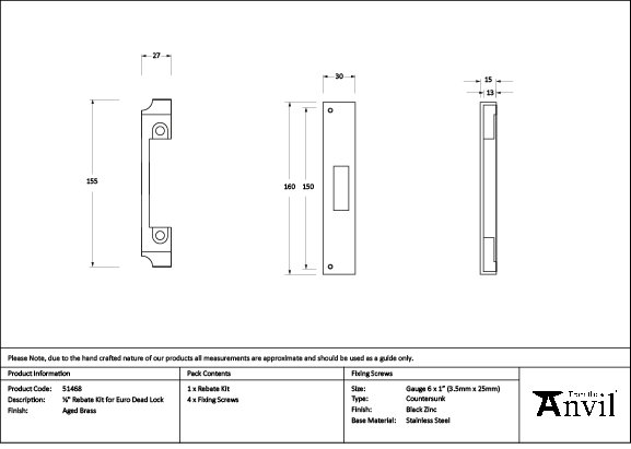 Rebate Kit, Aged Brass