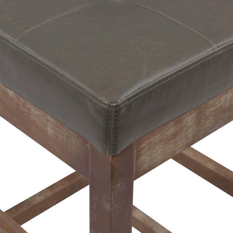 Kimberling Upholstered Counter Stool with Solid Wood Frame, Drift Wood, Vintage Gray, Counter Stool (27" Seat Height)