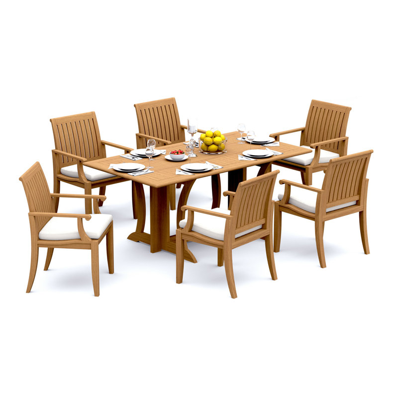 Lagos Teak Wood Patio Dining Set with, 6