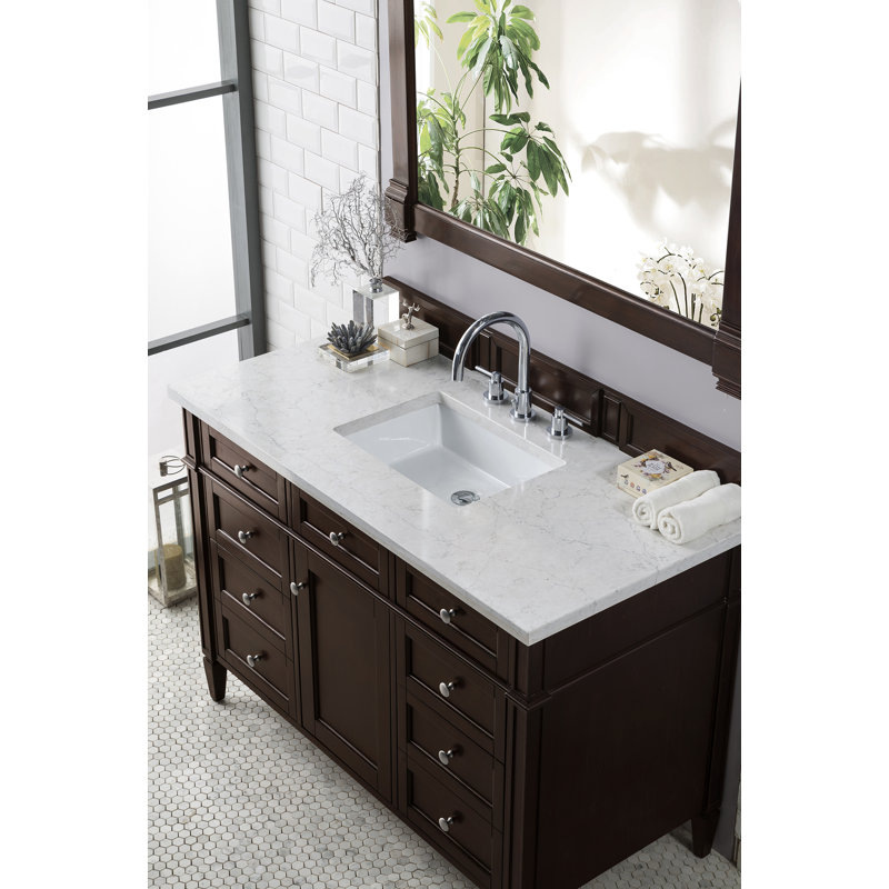 Brittany 48'' W Single Vanity, Burnished Mahogany, Eternal Jasmine Pearl