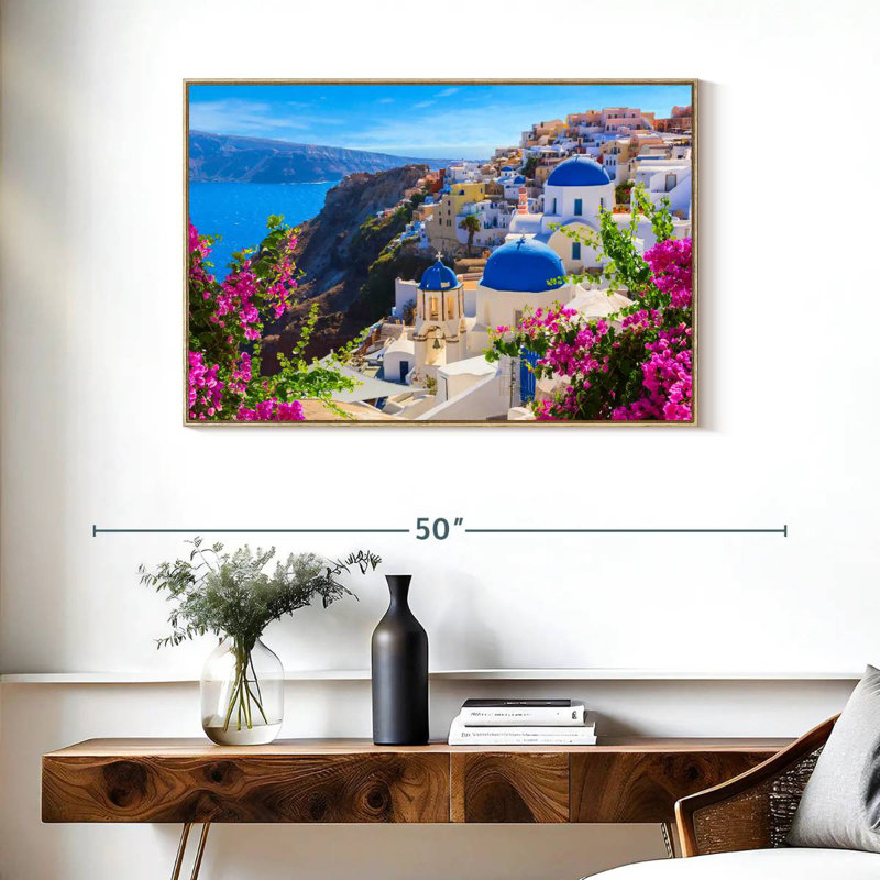 Perspectives d'Oia, Cadre flottant en bois naturel, 37 po x 25 po