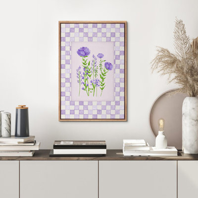 «Watercolor Geometric Bright Mauve Flower Market Modern Aesthetic», reproduction d'art sur toile encadrée