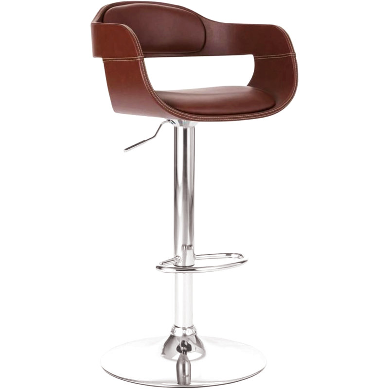 Tabouret de bar contemporain pivotant réglable avec siège et dossier rembourrés