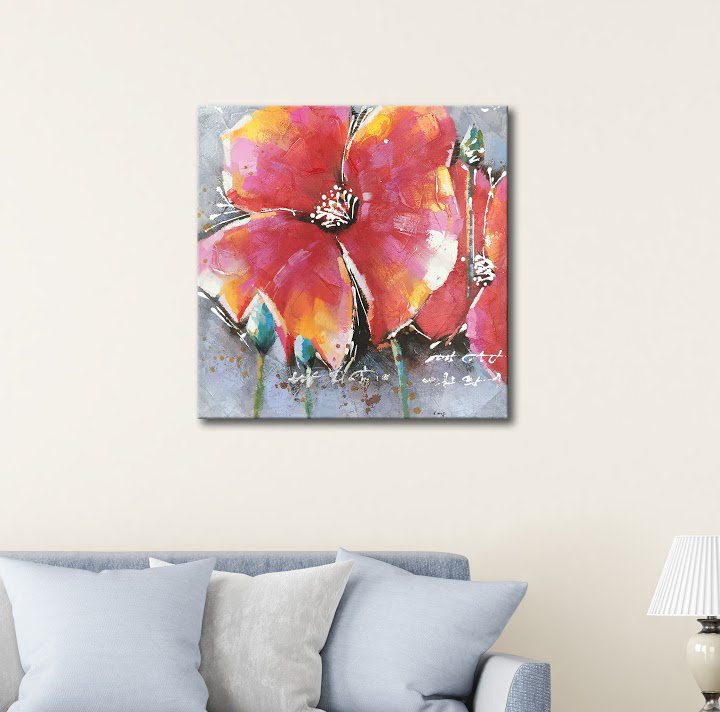 «Flowers VII», reproduction de peinture à l'huile sur toile tendue