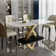 Dashon Modern Rectangular Sintered Stone Dining Table with Gold Stainless Steel Base