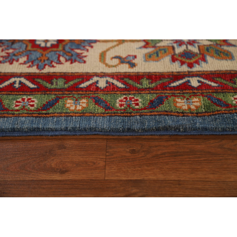 Tapis unique en laine noué à la main 8 pi 11 po x 11 pi 10 po nouvel âge en bleu / rouge / beige