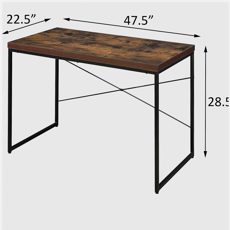 Bureau d'écriture en chêne patiné et noir avec base en métal