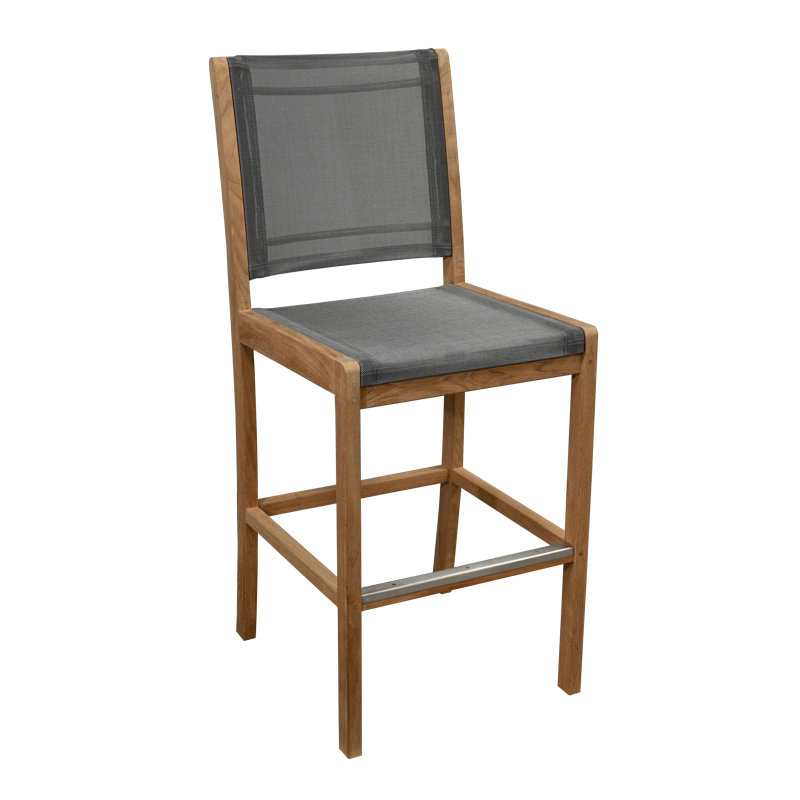 Riviera Teak Outdoor Sling Bar Chair, Titanium