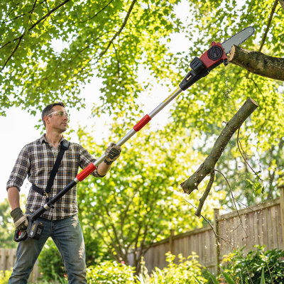 Outsunny 18V 8" Cordless Pole Chainsaw, 1.94m/2.56m Cordless Chainsaw