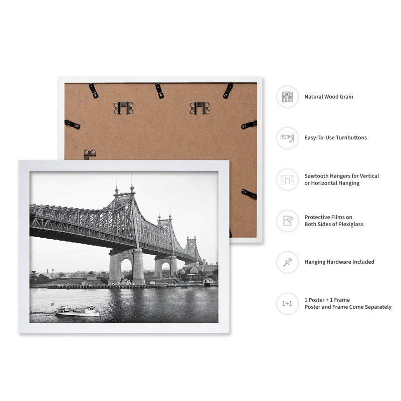 Pont de Queensboro, Poster, 12"H x 16"W, White Framed