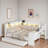Upholstered Daybed With Storage Shelves, Trundle, Charging Station, Led Light And Desk-1809371367