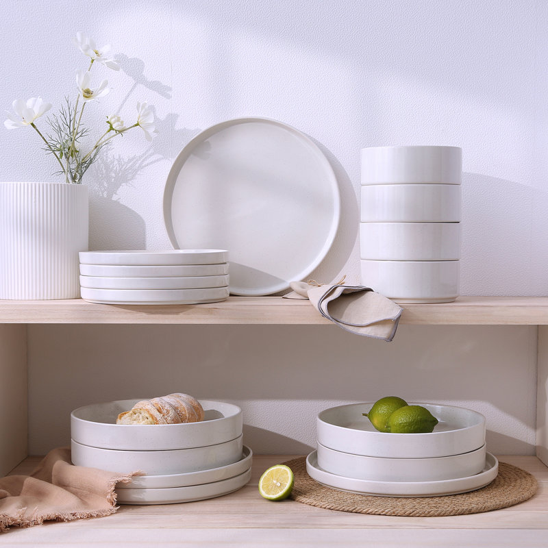 Speckled Stoneware Dinnerware Set, White