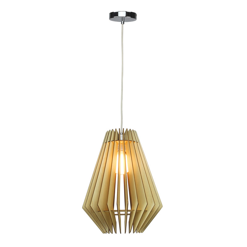Luminaire suspendu en bois naturel à 1 lumière Boyette