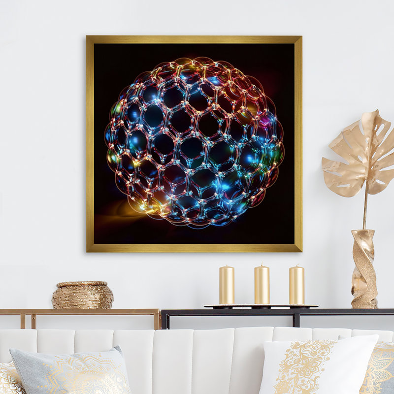 Circulare Gold Infinity Matrix I - fractales, impressions d'art mural, H 16 po x l 16 po x P 1 po, Cadre doré simple