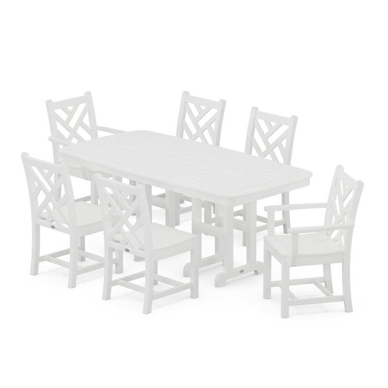 POLYWOOD Chippendale 7-Piece Dining Set, White