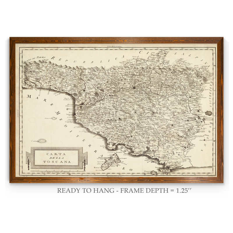 « antique map of tuscany » par paul cezanne-reproduction d’art sur image, H 22 po x l 30 po x P 1,25 po