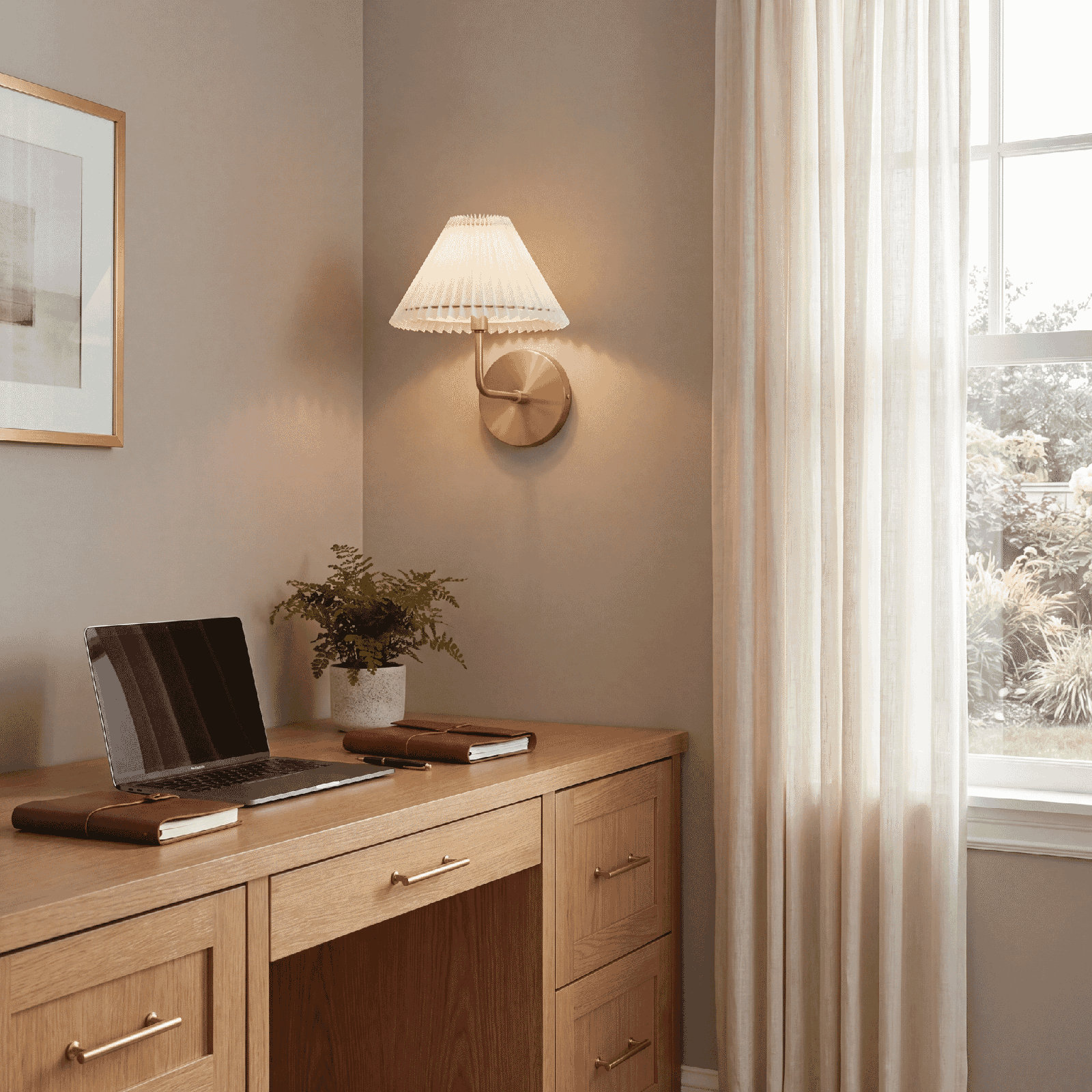 Pearson Single Light Armed Sconce, Natural Brass
