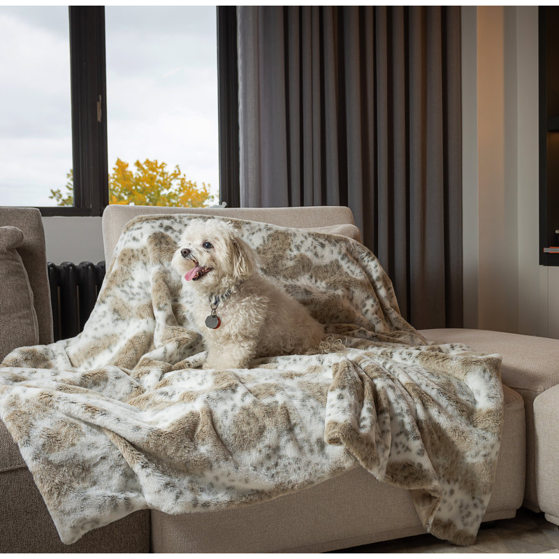 Jeté en fausse fourrure Premier Luxury, Léopard des neiges