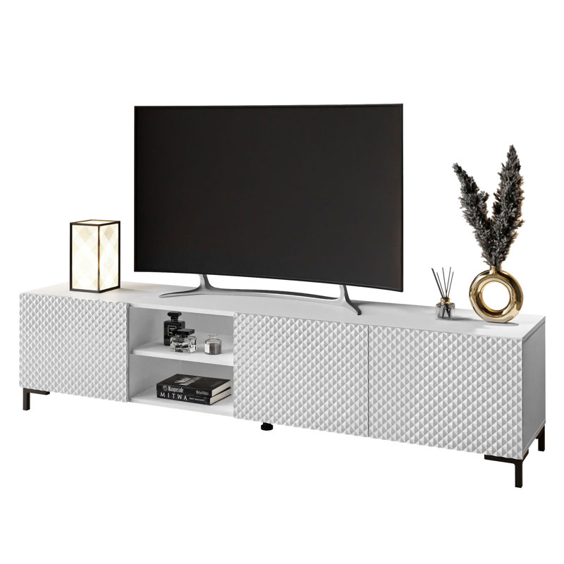 Zanuck Unfinished TV Stand for TVs up to 70", White/Black