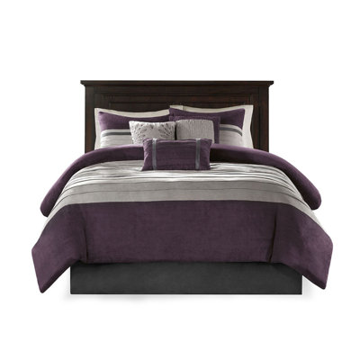 Luxurious 7-piece Bedding Set, Faux Suede Fabric, Purple Queen For A Contemporary Bedroom