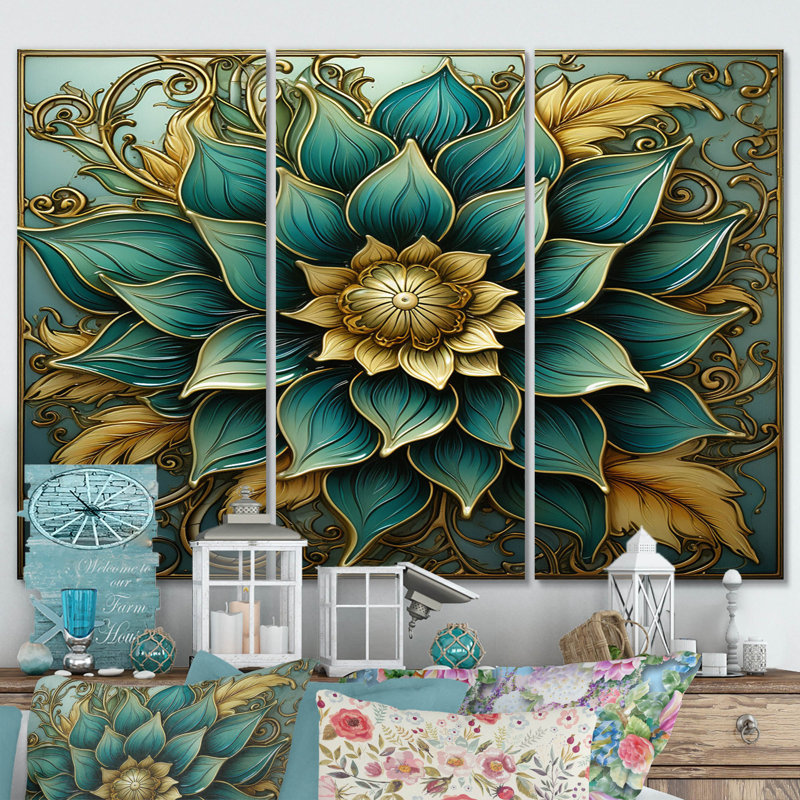 Boho, art mural toile Mandala, H 40 po x l 60 po x P 1 po