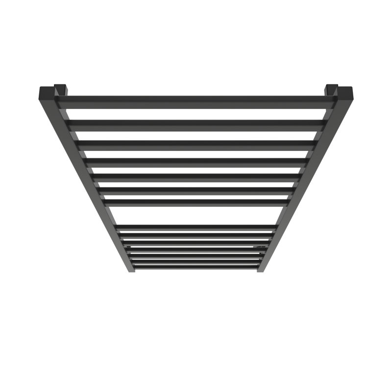Chauffe-serviettes électrique mural 24 po x 60 po Kontour - noir mat, câblé, rails carrés, H 60 po x l 24 po x P 4 po