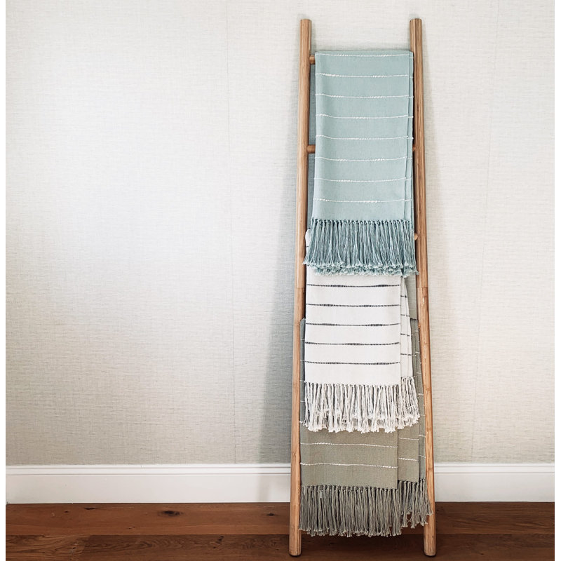 Pampa Striped Cotton Hand Woven Throw Blanket, Smoke