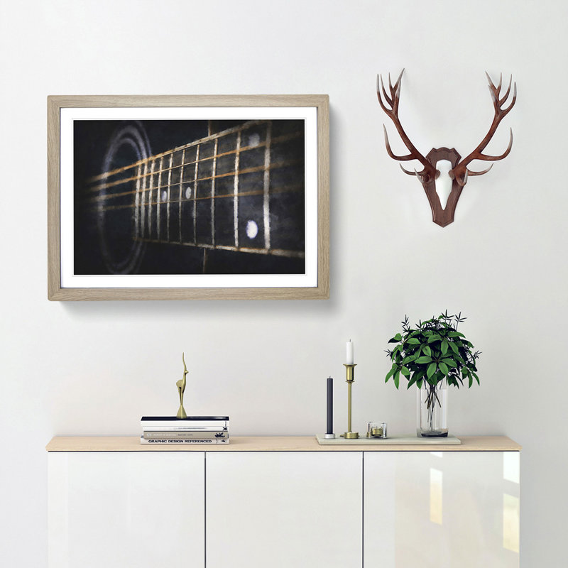Strings of the Guitar - Picture Frame Graphic Art Print, Oak Framed, 62cm H x 87cm W x 2cm D