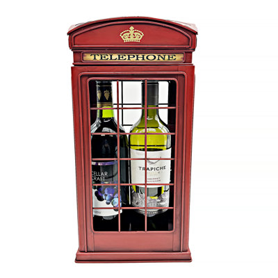 Metal Telephone Box Double Wine Carrier