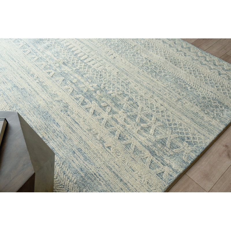 Martha Hand Tufted New Zealand Wool Blue/Ivory Area Rug, 12'X15'