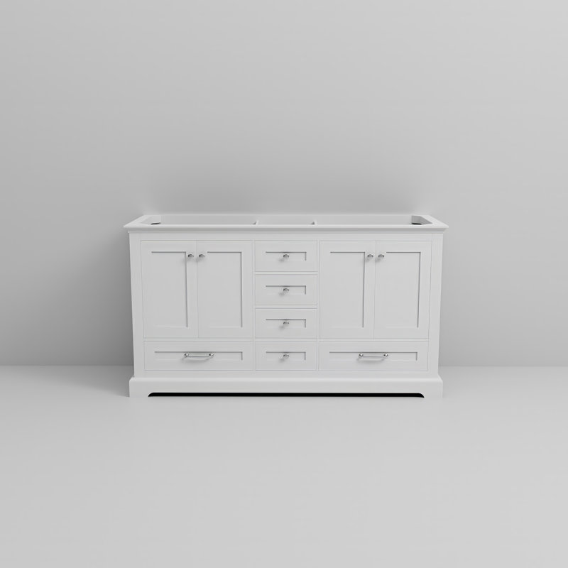 Dukes 60-Inch White Double Freestanding Vanity with Nickel Hardware