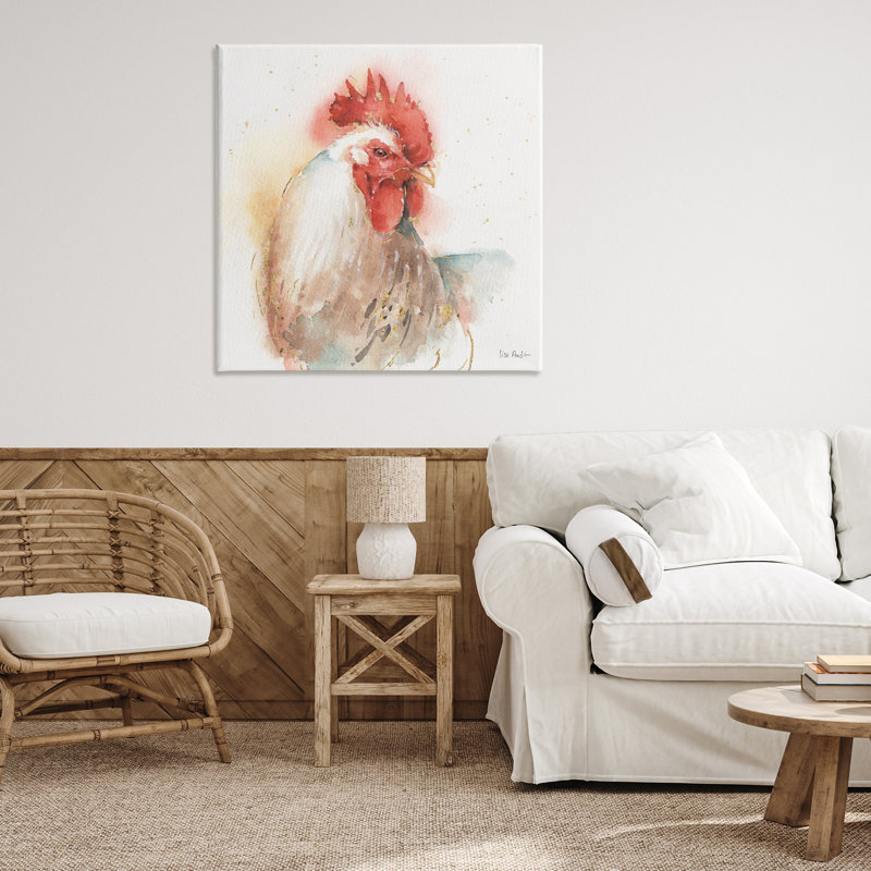 Poule avec aquarelle, art mural par Lisa Audit, H 36 po x l 36 po