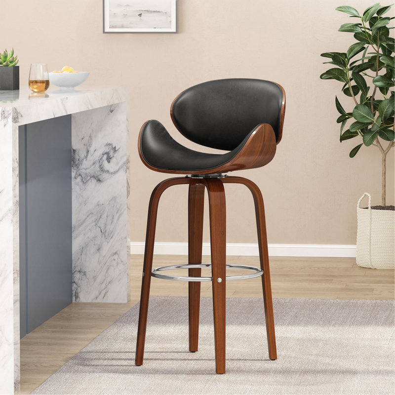 Tabouret de bar pivotant Mid-Century, Noir