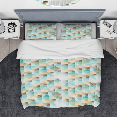 Ensemble de housse de couette designart illusion of geometric squaresf