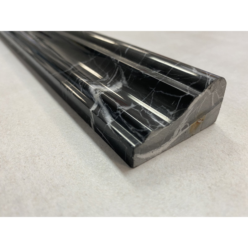 12" L x 2" W Chair Rail Tile Trim, Nero Marquina